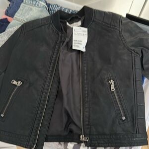 NWT H&M Black Faux Leather Jacket sz 3-4
